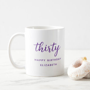 30th Birthday Modern Purple Personalized Gift Coffee Mug