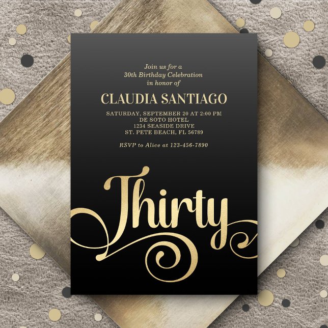30th Birthday Modern Script Invitation (Creator Uploaded)