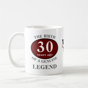 30th Birthday Monogram Legend Add Your Name Red Coffee Mug