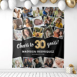 30th Birthday Multi Photo Backdrop<br><div class="desc">Modern 30th birthday backdrop featuring a stylish black background that can be changed to any color,  a 20 photo collage template of through the years,  the saying 'cheers to 30 years',  their name,  and the date.</div>