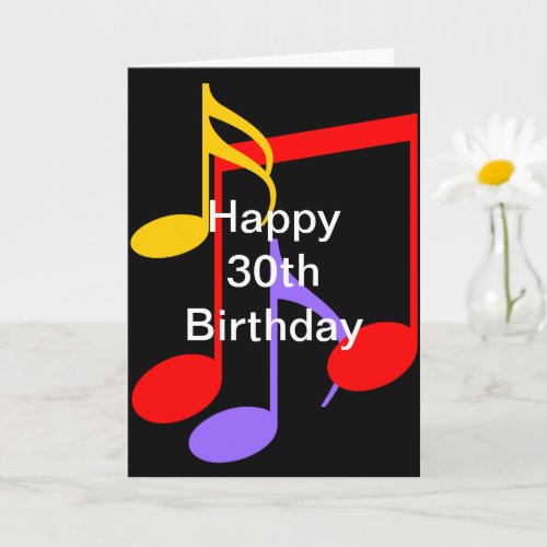 30th Birthday Music Notes Folded Greeting Card