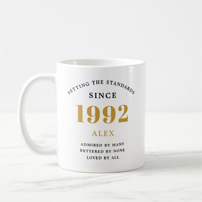 30th Birthday Name 1992 Elegant Chic Coffee Mug (Left)