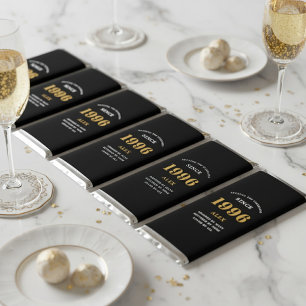 30th Birthday Name 1996 Black Gold Elegant Chic Hershey Bar Favors
