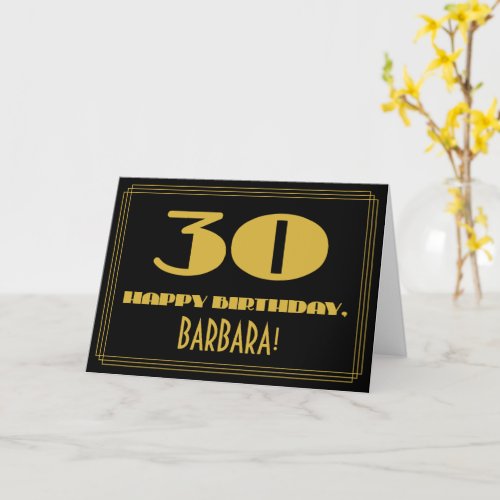 30th Birthday Name  Art Deco Inspired Look 30 Card