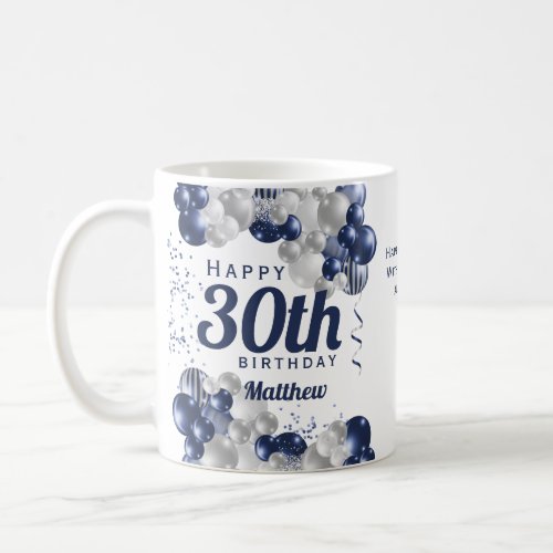30th Birthday Navy Balloons Coffee Mug