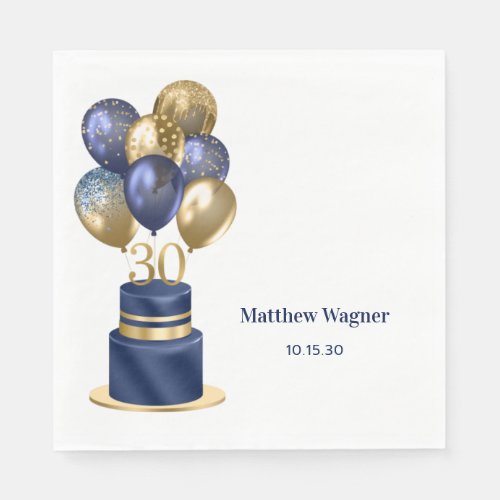 30th Birthday Navy Blue Cake Napkins