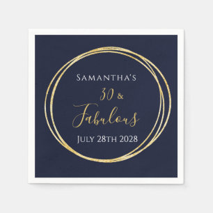 30th Birthday Navy Gold Birthday Party Napkins