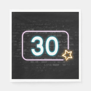 30th Birthday Neon Sign On Brick Napkins