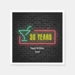 30th birthday Neon Sign on brick wall Napkins