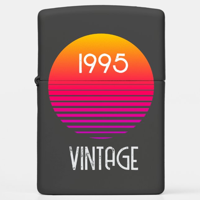 30th Birthday Neon Sun Retro Stripe Zippo Lighter (Front)
