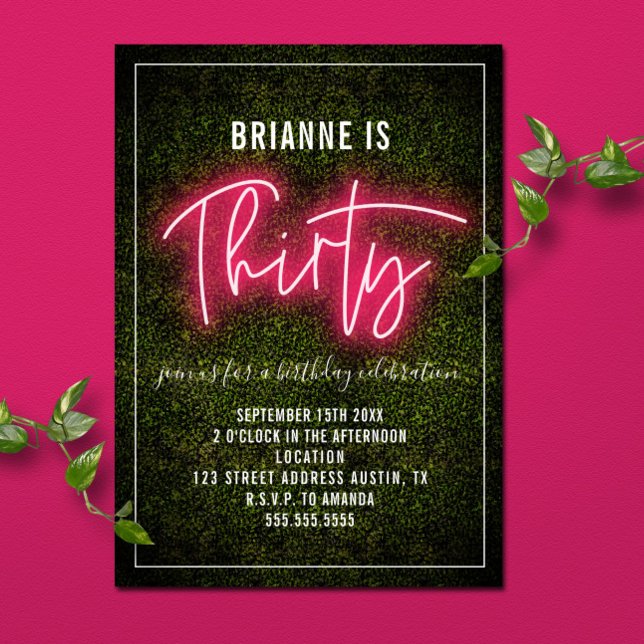 30th Birthday Neon Thirty Invitation (Creator Uploaded)