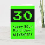 [ Thumbnail: 30th Birthday: Nerdy / Geeky Style "30" and Name Card ]
