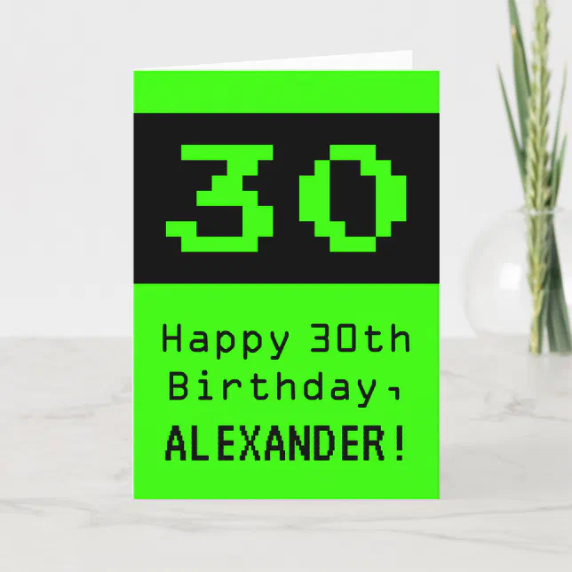 30th Birthday Nerdy / Geeky Style "30" and Name Card Zazzle