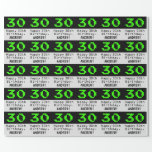 [ Thumbnail: 30th Birthday - Nerdy / Geeky Style "30" and Name Wrapping Paper ]