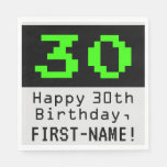 [ Thumbnail: 30th Birthday - Nerdy / Geeky Style "30" & Name Napkins ]