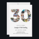 30th Birthday Number 30 Custom Photo Collage Invitation<br><div class="desc">Mark thirty years of wonderful memories and adventures with this captivating 30th Birthday Number Photo Collage. This customizable template is the perfect blend of creativity and sentiment, allowing you to create a truly memorable gift for your loved one's special day. Capture the essence of incredible years in a single masterpiece...</div>