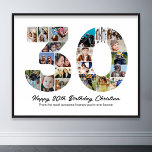 30th Birthday Number 30 Photo Collage Anniversary Poster<br><div class="desc">Mark thirty years of wonderful memories and adventures with this captivating 30th Birthday Number Photo Collage. This customizable template is the perfect blend of creativity and sentiment, allowing you to create a truly memorable gift for your loved one's special day. Capture the essence of ten incredible years in a single...</div>