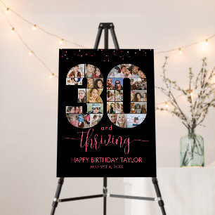 30th Birthday Number 30 Photo Collage Black Pink Foam Board