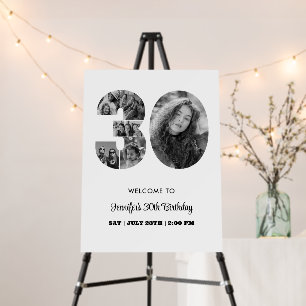 30th Birthday Number 30 Photo Collage Black White Foam Board