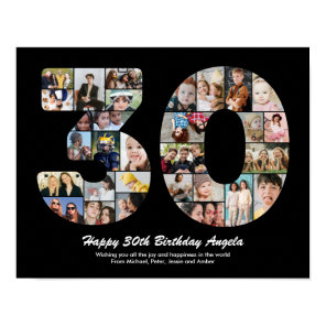 30th Birthday Number 30 Photo Collage Gift Poster