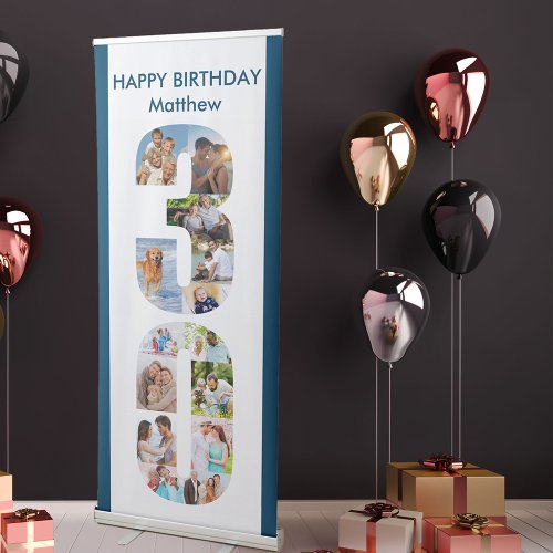 30th Birthday Number 30 Photo Collage Retractable Banner