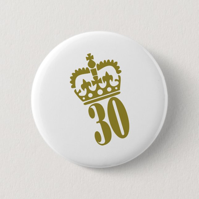 30th Birthday - Number – Thirty Pinback Button (Front)