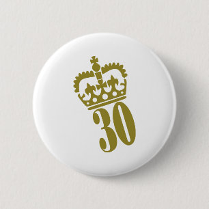 30th Birthday - Number – Thirty Pinback Button