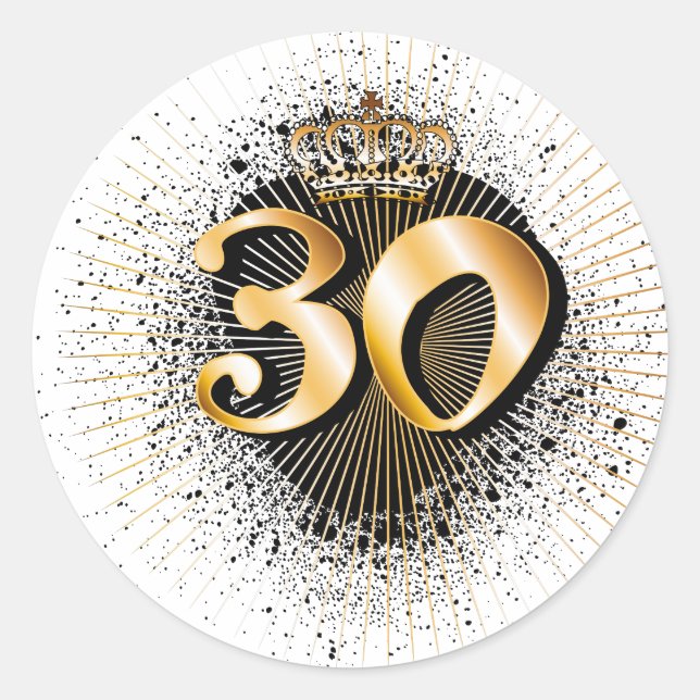 30th Birthday or Anniversary Classic Round Sticker (Front)