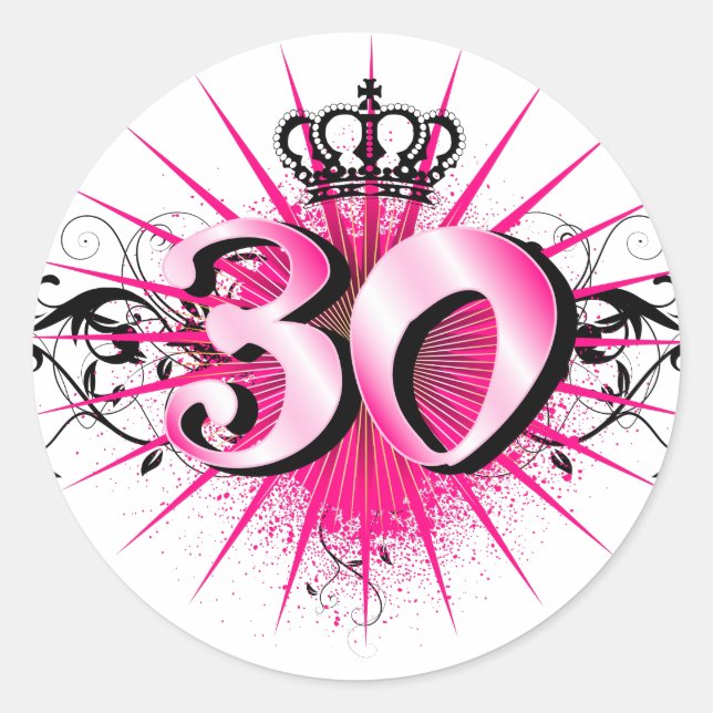 30th Birthday or Anniversary Classic Round Sticker (Front)