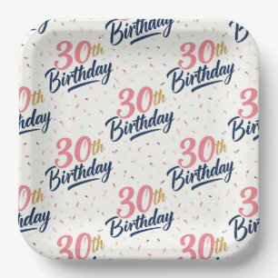 30th Birthday Paper Plates, Thirtieth Party Plates