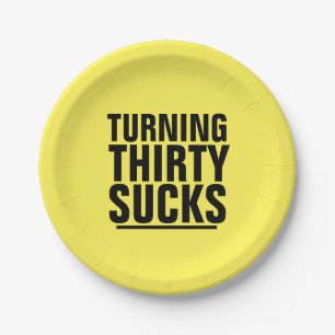30TH BIRTHDAY PAPER PLATES, TURNING 30 SUCKS PLATES