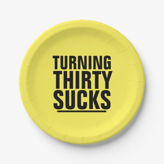 30TH BIRTHDAY PAPER PLATES, TURNING 30 SUCKS PLATES (Front)