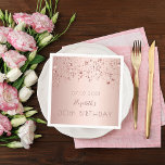 30th birthday party 30 rose gold stars pink napkins<br><div class="desc">A paper napkin for a girly and glamorous 30th birthday party table setting. A rose gold faux metallic looking background with elegant rose gold sparkling, dripping stars. The text: The name is written in dark rose gold with a modern hand lettered style script. Tempate for a date and age 30....</div>