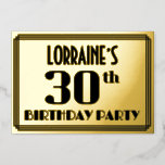 [ Thumbnail: 30th Birthday Party: Art Deco Look “30” and Name Invitation ]