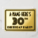 [ Thumbnail: 30th Birthday Party — Art Deco Style “30” & Name Invitation ]