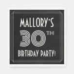 [ Thumbnail: 30th Birthday Party: Art Deco Style + Custom Name Napkins ]