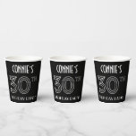 [ Thumbnail: 30th Birthday Party: Art Deco Style + Custom Name Paper Cups ]