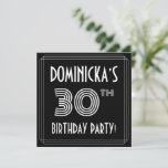 [ Thumbnail: 30th Birthday Party: Art Deco Style W/ Custom Name Invitation ]