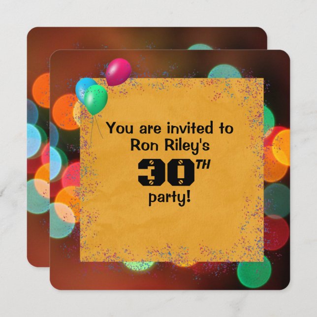 30th Birthday Party Bash Invitation (Front/Back)