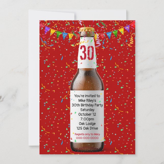 30th Birthday Party Beer Bottle Invitation (Front)