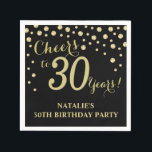 30th Birthday Party Black and Gold Diamond Napkins<br><div class="desc">30th Birthday Party Invitation with Black and Gold Glitter Diamond Background. Gold Confetti. Adult Birthday. Man or Woman Birthday. For further customization,  please click the "Customize it" button and use our design tool to modify this template.</div>