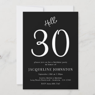 30th Birthday Party Black And White Invitation
