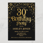 30th Birthday Party - Black & Gold Invitation<br><div class="desc">30th Birthday Party Invitation.
Elegant design in black and faux glitter gold. Features stylish script font and confetti. Message me if you need custom age.</div>