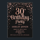 30th Birthday Party - Black & Rose Gold Invitation<br><div class="desc">30th Birthday Party Invitation.
Elegant design in black and faux glitter rose gold. Features stylish script font and confetti. Message me if you need custom age.</div>