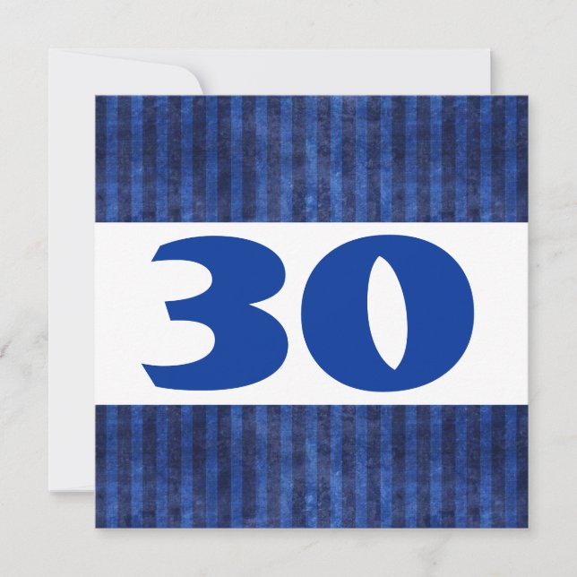 30th Birthday Party Blue Stripes Modern W867 Invitation (Front)