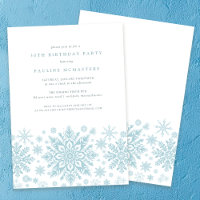 30th Birthday Party Blue White Snowflake Winter