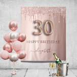 30th birthday party blush pink rose gold glitter tapestry<br><div class="desc">A tapestry for a girly and glamorous 30th birthday party. A rose gold, pink gradient background with elegant rose gold colored faux glitter drips, paint dripping look. With the text: Happy Birthday. Personalize and add a name. The name is written in dark rose gold with a modern hand lettered style...</div>