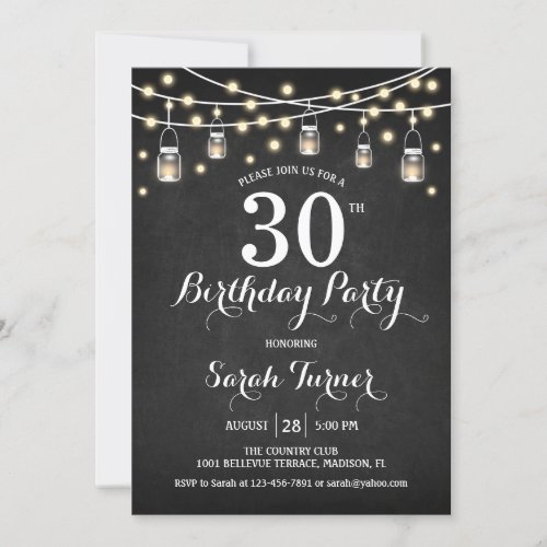 30th Birthday Party _ Chalkboard Invitation