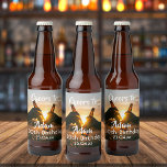 30th birthday party cheers beer guys bottle label<br><div class="desc">A beer label for 30th birthday party for a guy. Photo of two hands holding bottles of beer against the evening sunset. Keep the photo or add yours. With the text: Cheers to, templates for a name age 30 and a date. Date of birth or the date of the party....</div>
