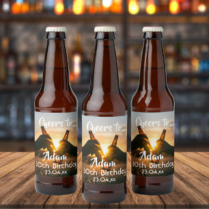 30th birthday party cheers beer guys bottle label